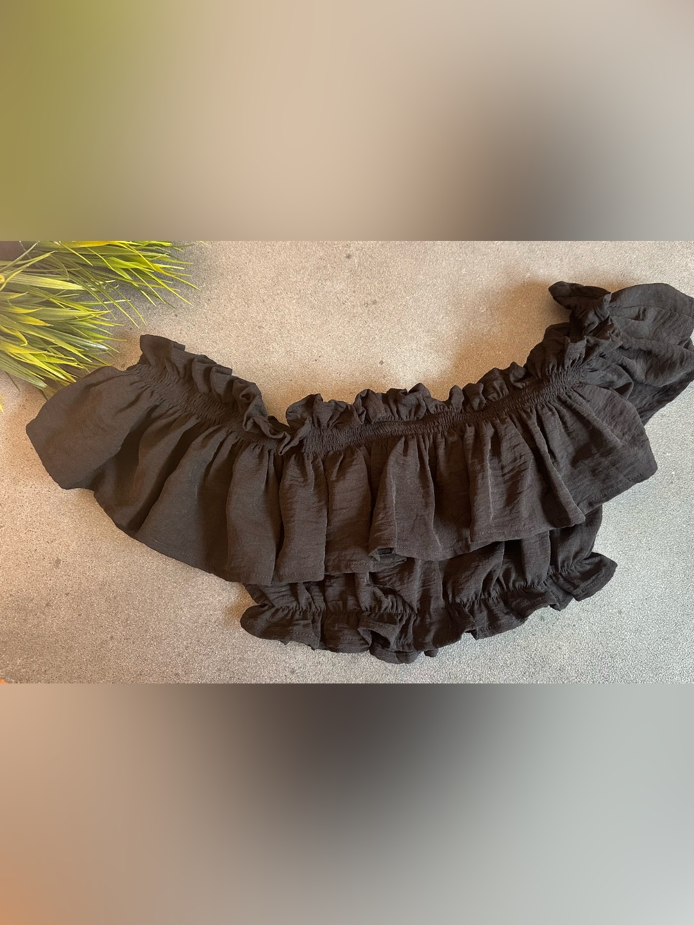 Black Ruffled Off-Shoulder Crop Top for Latin Dance